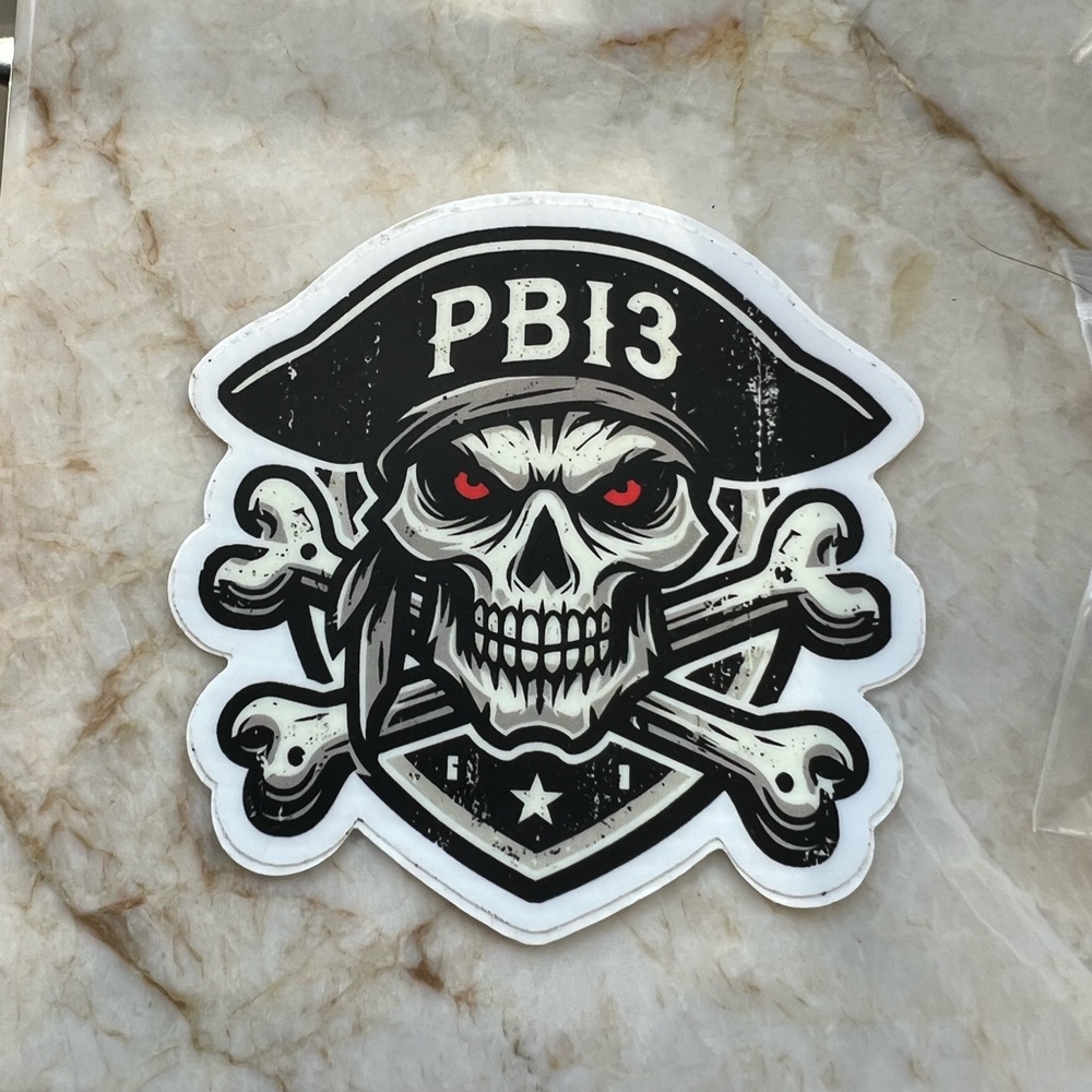 Pirate Skull Sticker laptop decal port st lucie Florida 3 inches